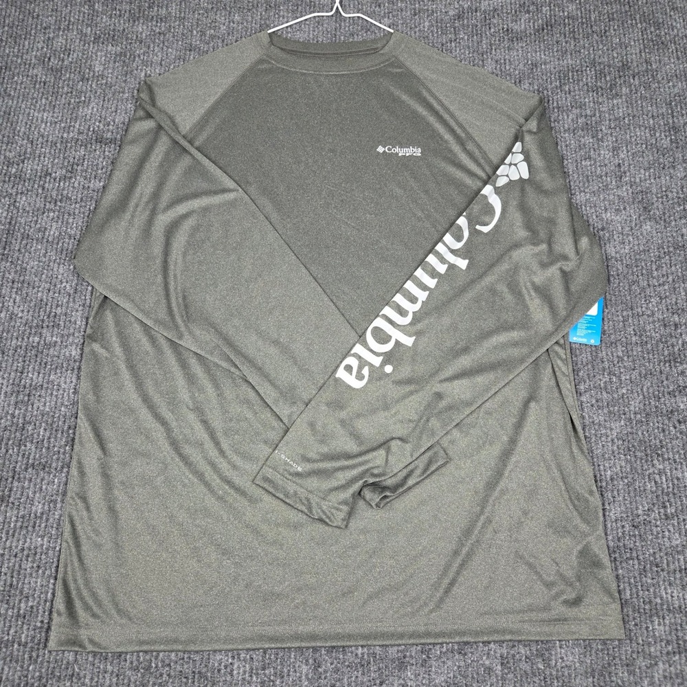 Columbia PFG Terminal Tackle LS Shirt Mens XL Grey Heather FM6094 UPF 50 NWT